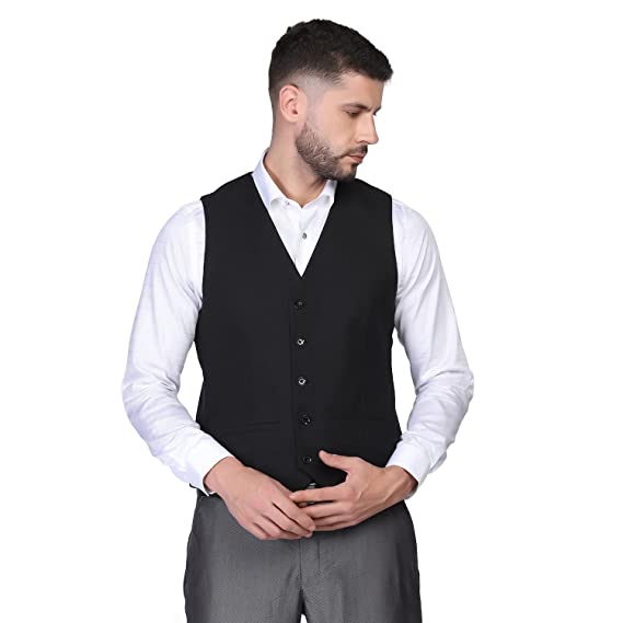 blackberrys Men's Formal V-Neck Slim Fit Waist Coat-NL-JQ-BRINO4